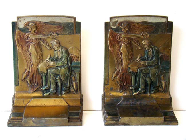 A pair of Antique Bookends entitled "The Emancipator" depicting Abraham Lincoln manufactured in 1925 by the Pompeian Bronze Company. — image 2